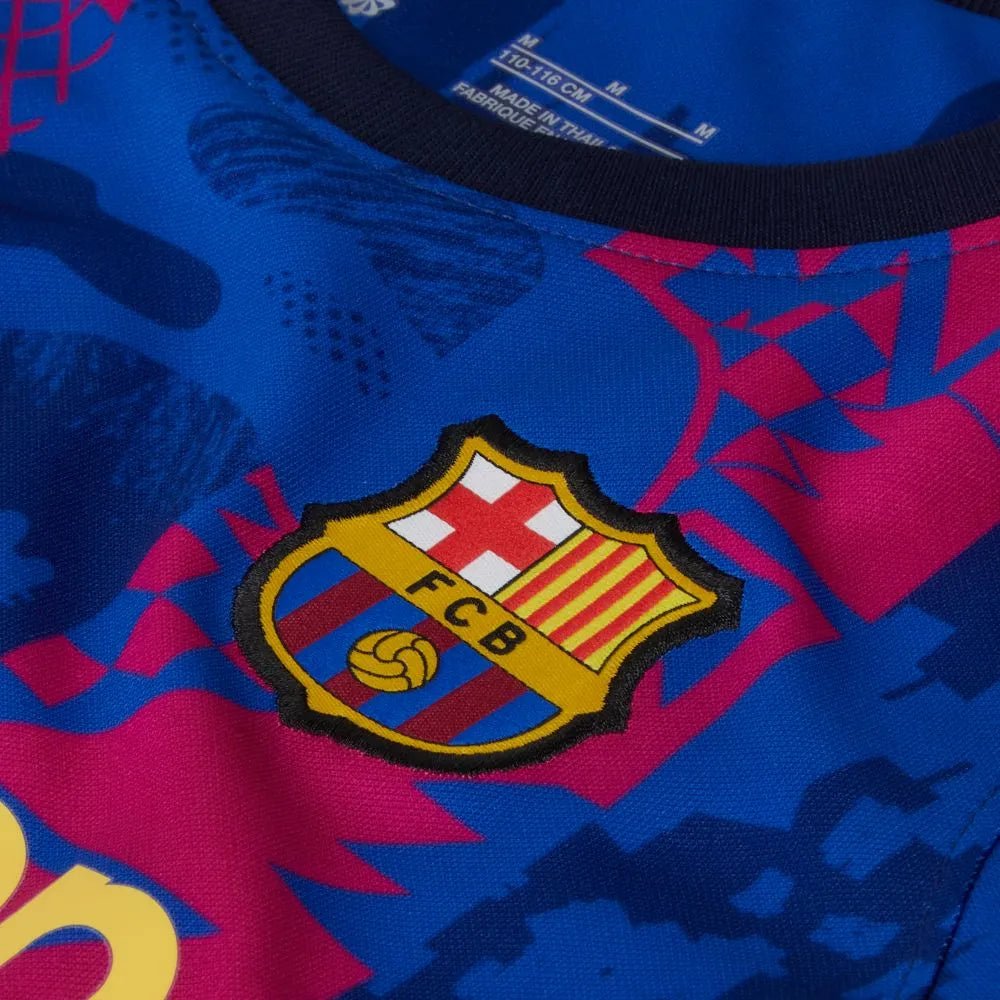 Nike 2021-22 Barcelona Little Kids Third Kit - Hyper Royal-Varsity Maize (Detail 7)