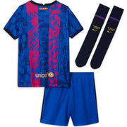 Nike 2021-22 Barcelona Little Kids Third Kit - Hyper Royal-Varsity Maize (Set - Back)