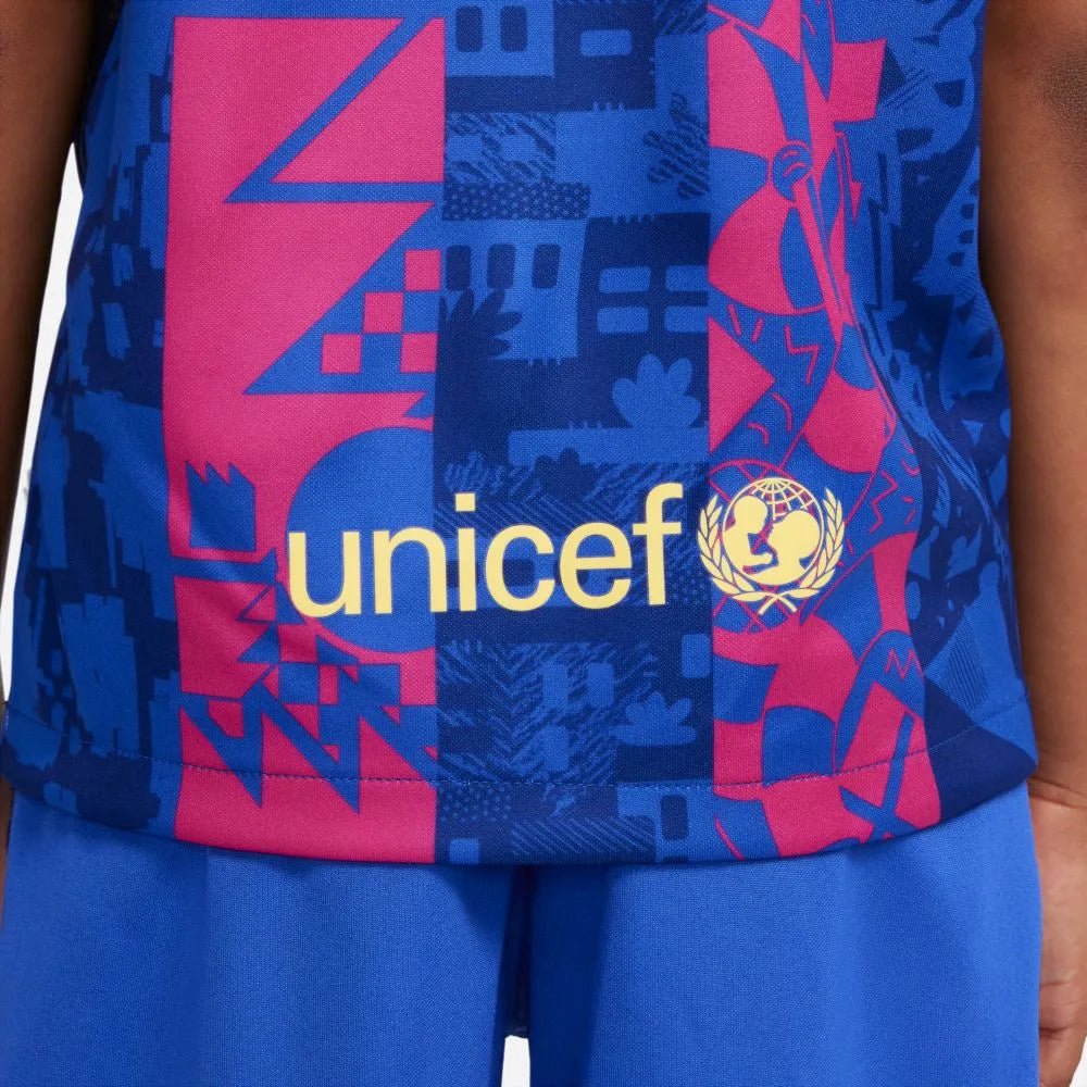 Nike 2021-22 Barcelona Little Kids Third Kit - Hyper Royal-Varsity Maize (Detail 2)