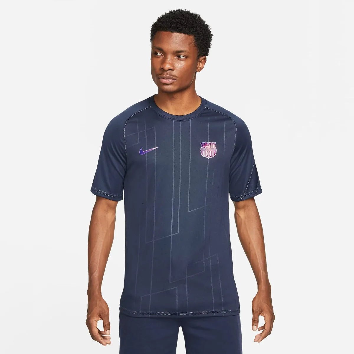 Nike 2021-22 Barcelona Pre-Match Jersey - Obsidian (Model - Front)