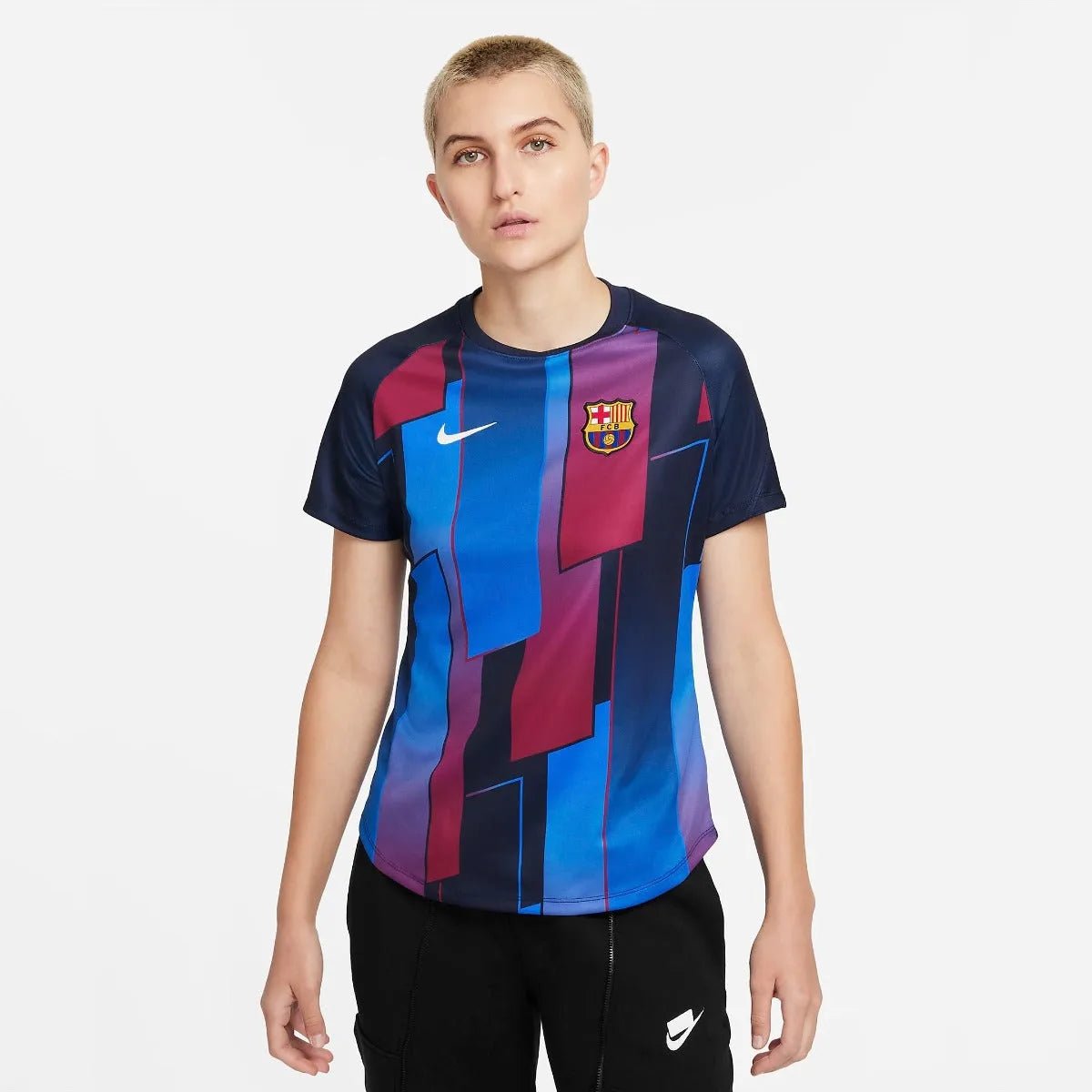 Nike 2021-22 Barcelona Women Pre-Match SS Jersey - Soar-Obsidian (Front)