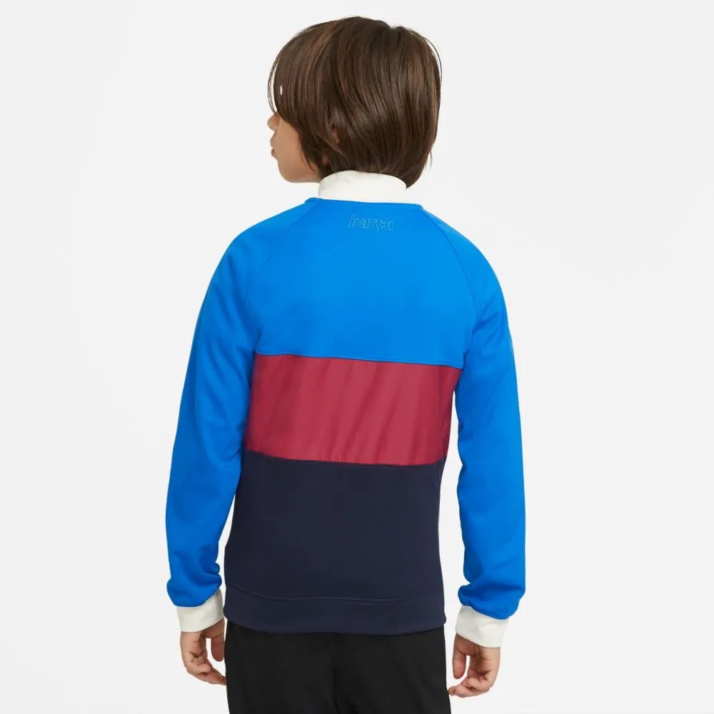 Nike 2021-22 Barcelona Youth I96 Anthem Jacket - Blue-Noble Red (Model - Back)
