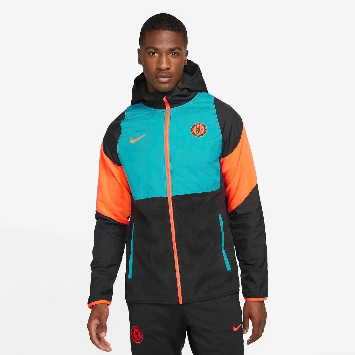 Nike 2021-22 Chelsea AWF Woven Jacket - Blustery-Black (Model - Front)