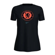 Nike 2021-22 Chelsea Women Evergreen Crest Tee - Black-Orange (Front)