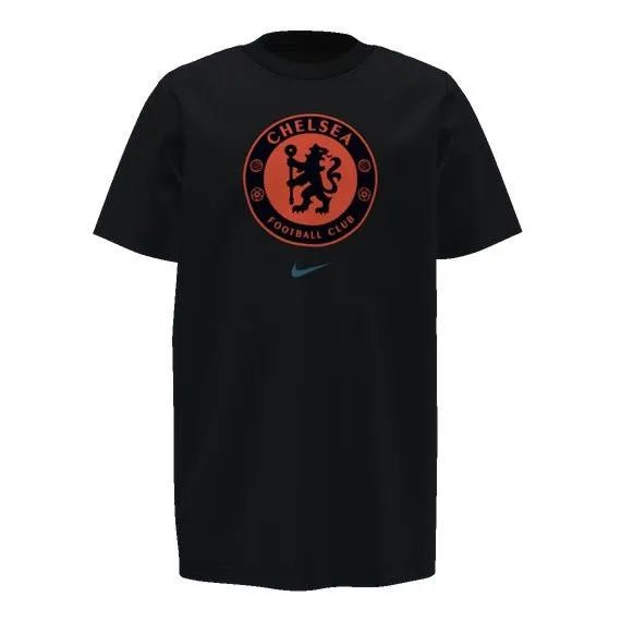 Nike 2021-22 Chelsea Youth Evergreen Crest Tee - Black-Orange (Front)