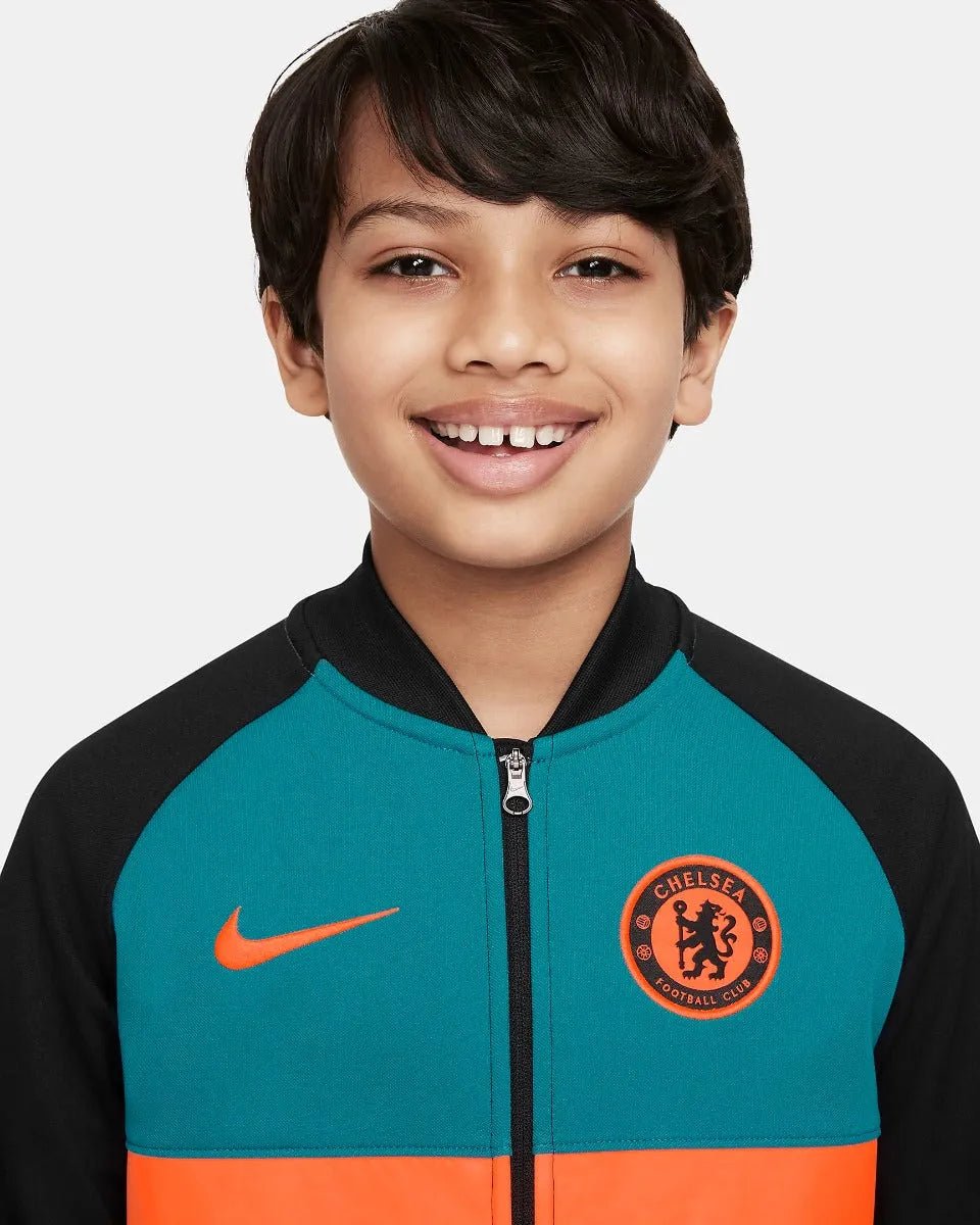 Nike 2021-22 Chelsea Youth I96 Anthem Jacket - Blustery-Black-Crimson (Detail 1)