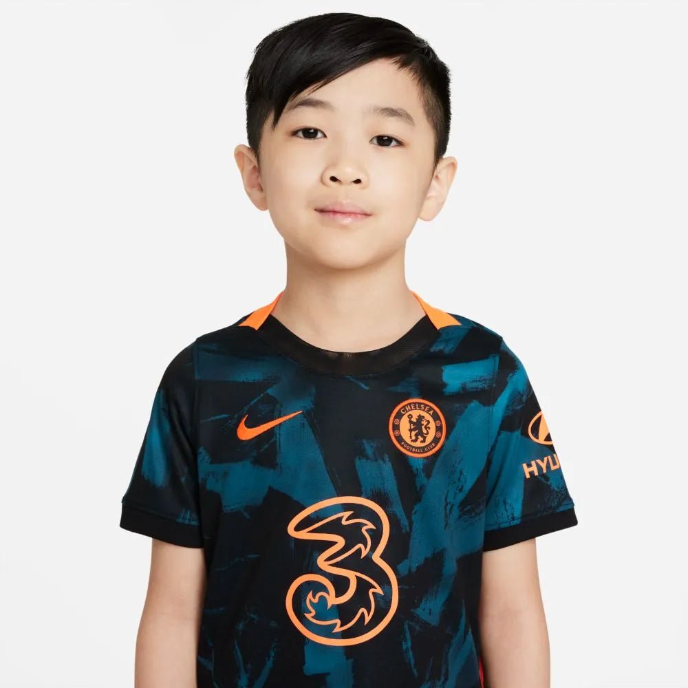 Nike 2021-22 Chelsea Youth Little Kids Third Kit - Blustery-Black-Hyper Crimson (Detail 1)