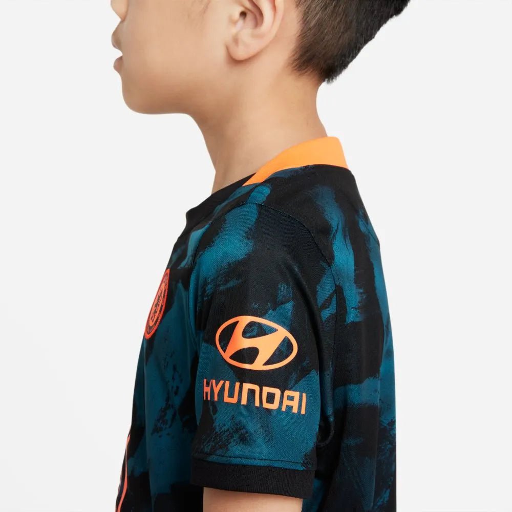 Nike 2021-22 Chelsea Youth Little Kids Third Kit - Blustery-Black-Hyper Crimson (Detail 2)