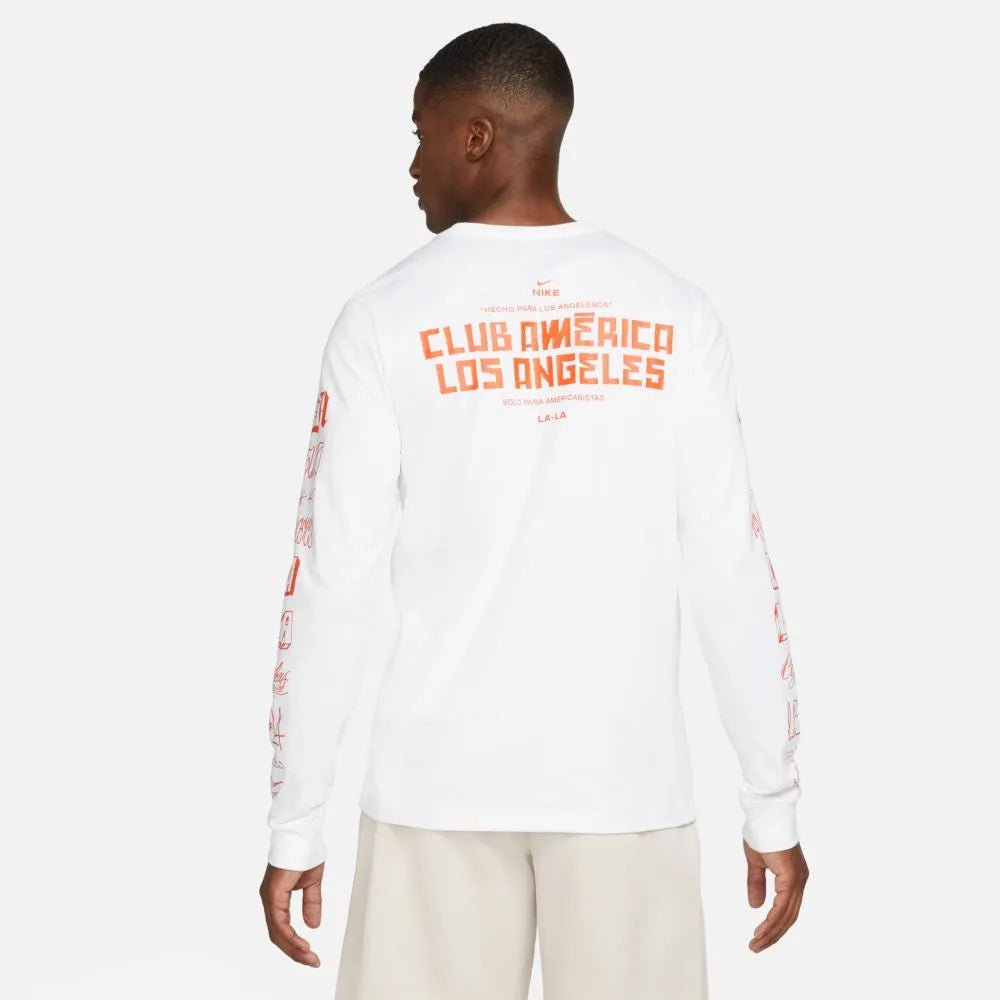 Nike 2021-22 Club America Long-Sleeve Voice Tee LAxLA - White-Orange