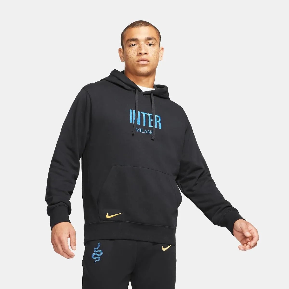 Nike 2021-22 Inter Milan GFA Fleece Hoodie - Black-Blue