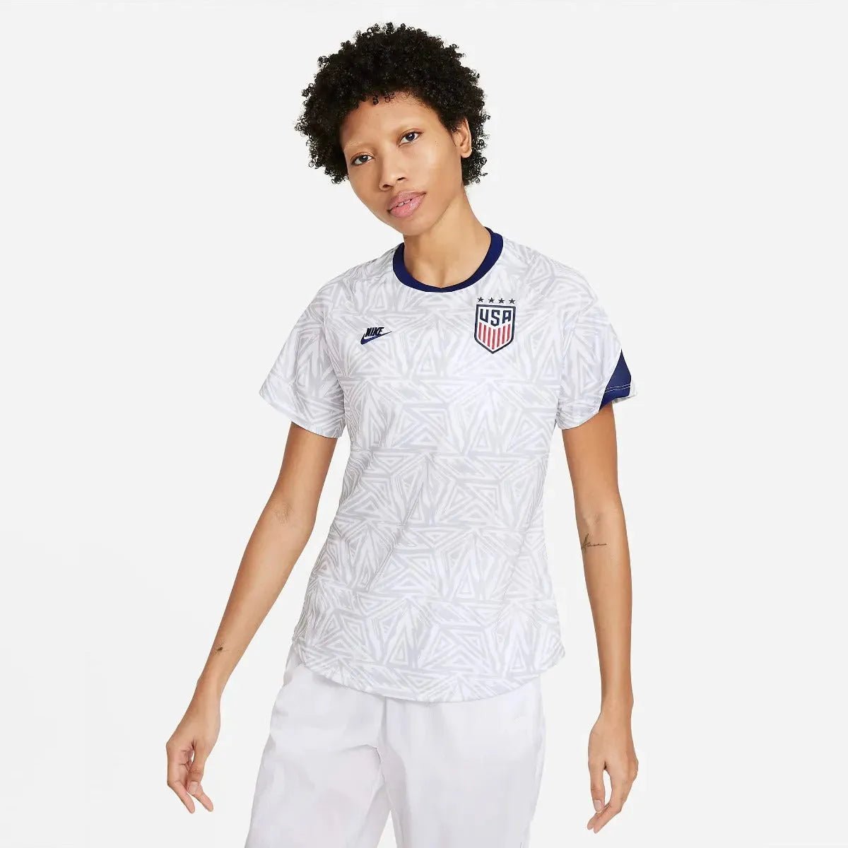 Nike 2021-22 USA Women Pre-Match SS Jersey - White-Navy