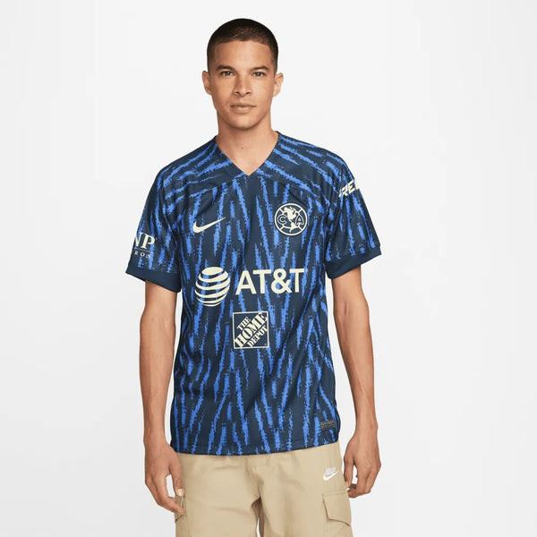 Nike 2022-23 Club America Away Soccer Jersey - Armory Navy-Lemon