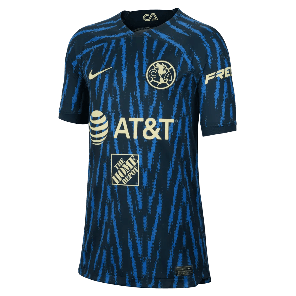 Nike 2022-23 Club America Youth Away Jersey - Armory Navy-Lemon