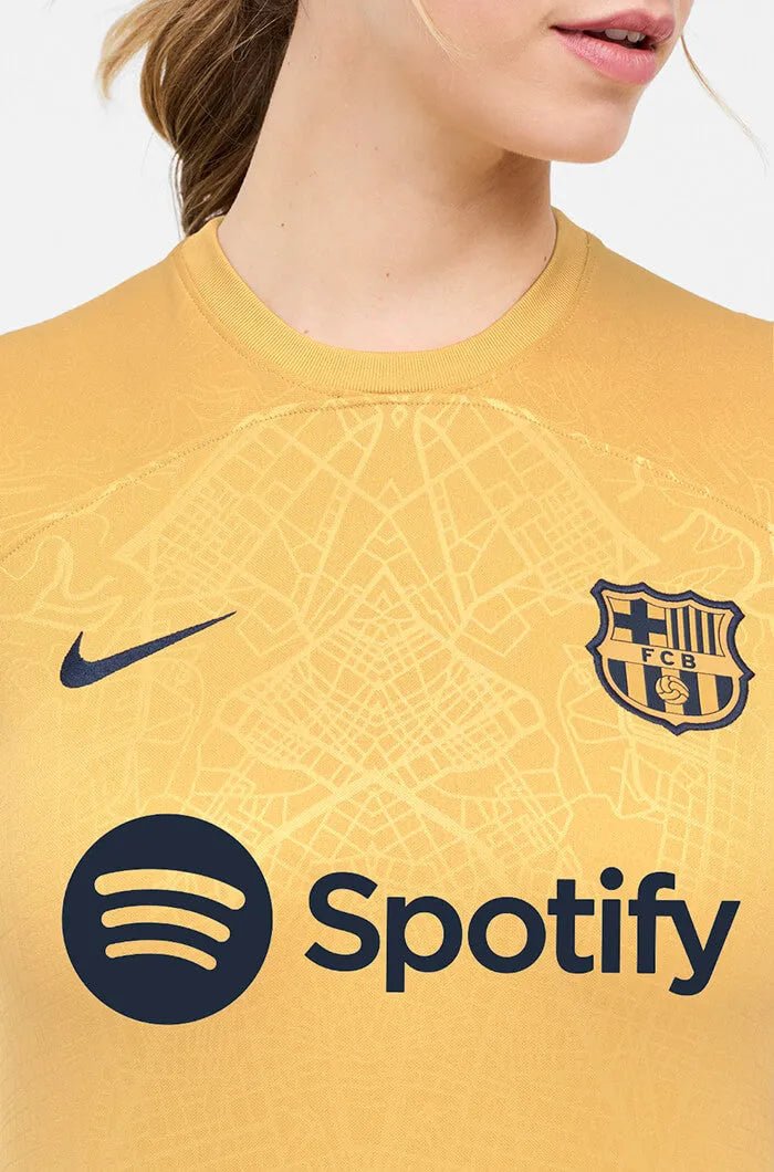 Nike 2022-23 FC Barcelona Women's Away Jersey - Club Gold-Obsidian