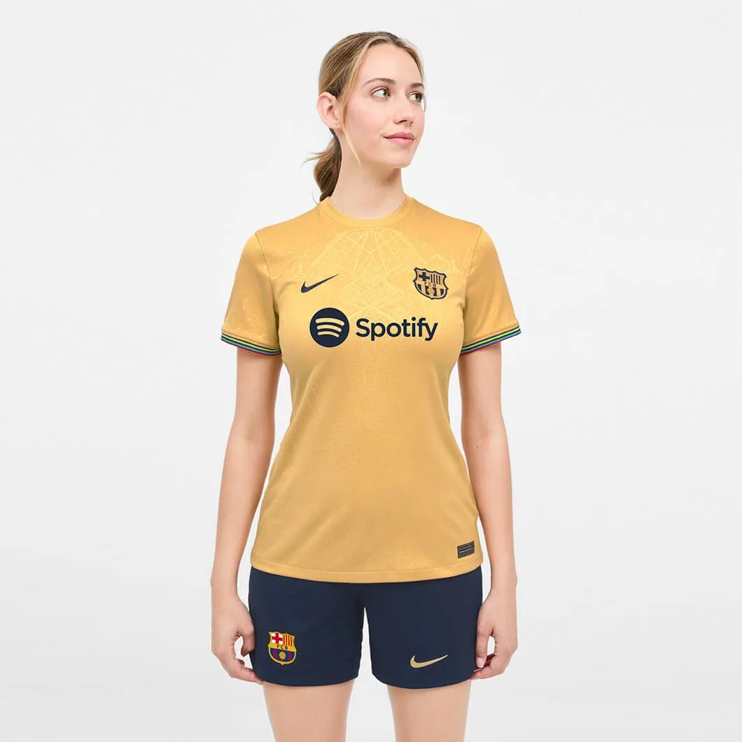 Nike 2022-23 FC Barcelona Women's Away Jersey - Club Gold-Obsidian