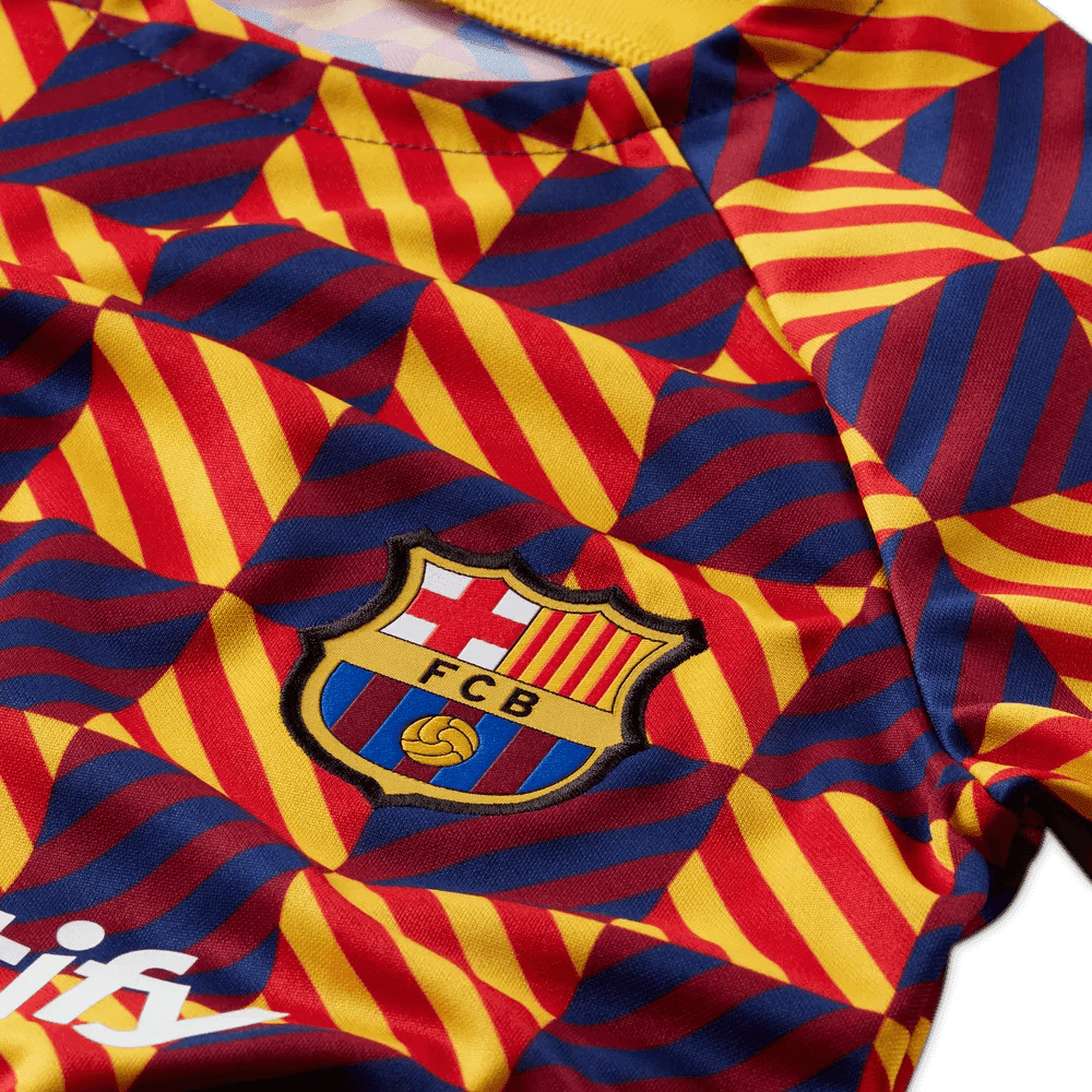 Nike 2022-23 FC Barcelona Youth Pre-Match Shirt - Yellow - Red