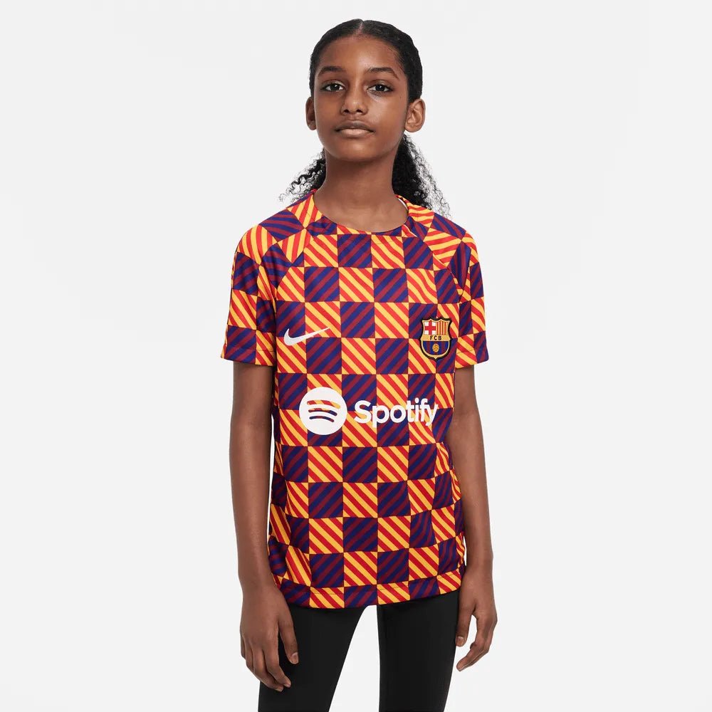 Nike 2022-23 FC Barcelona Youth Pre-Match Shirt - Yellow - Red