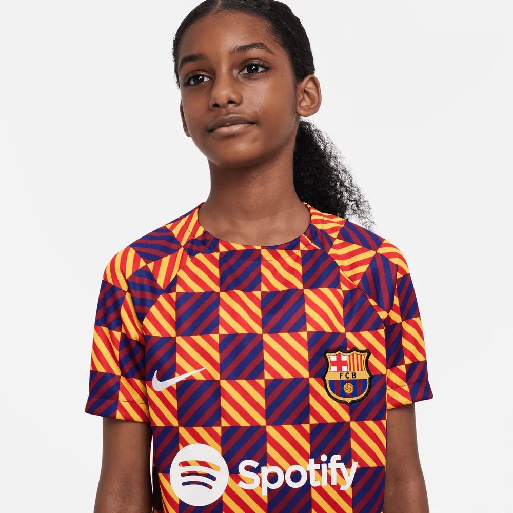 Nike 2022-23 FC Barcelona Youth Pre-Match Shirt - Yellow - Red