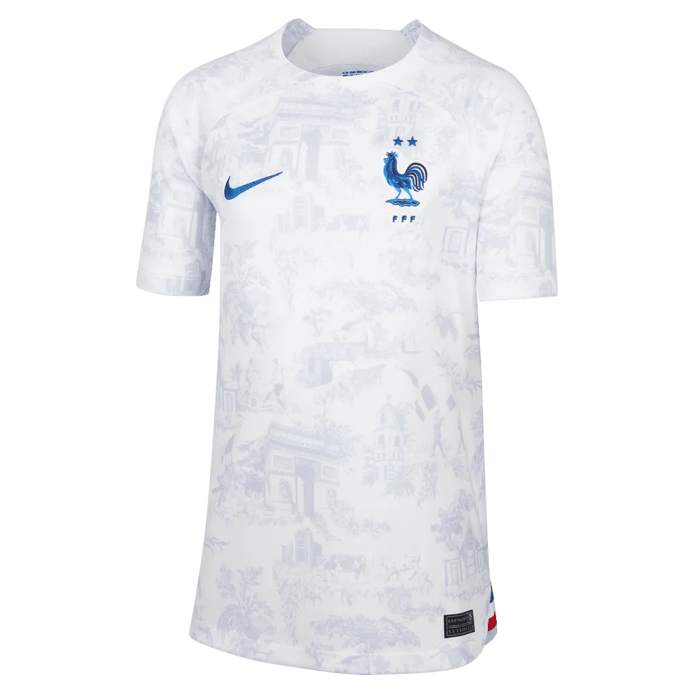 Nike 2022-23 France Away Youth Jersey White-Royal