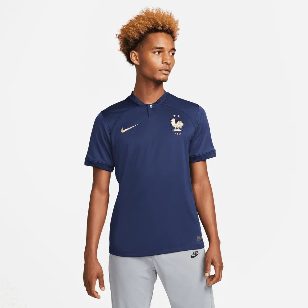 Nike 2022-23 France Home Soccer Jersey - Midnight Navy-Metallic
