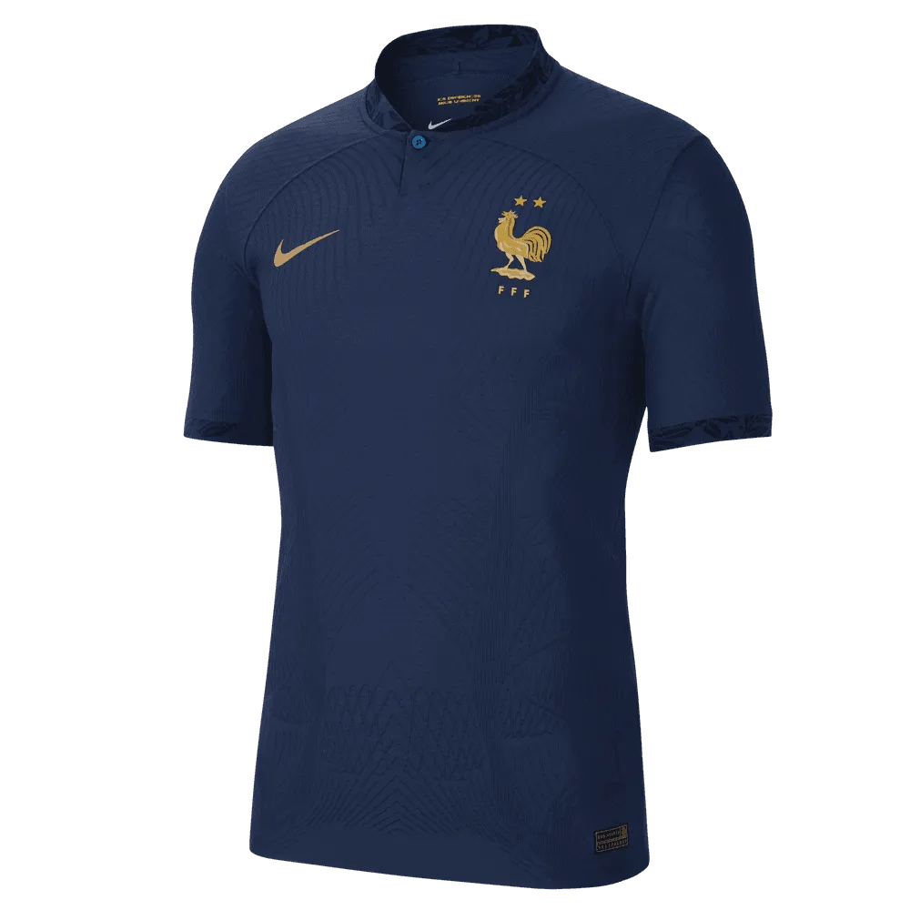 Nike 2022-23 France Home Vapor Match Authentic Jersey Navy-Gold
