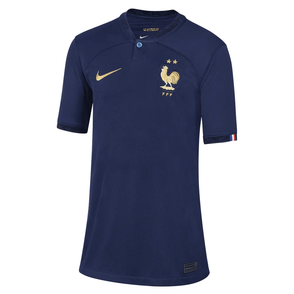 Nike 2022-23 France Youth Home Jersey - Midnight Navy-Metallic Gold