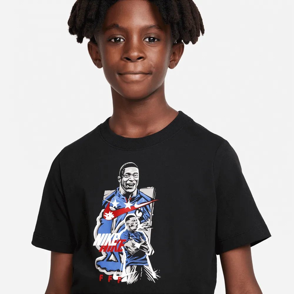 Nike 2022-23 France Youth Mbappe Tee - Black