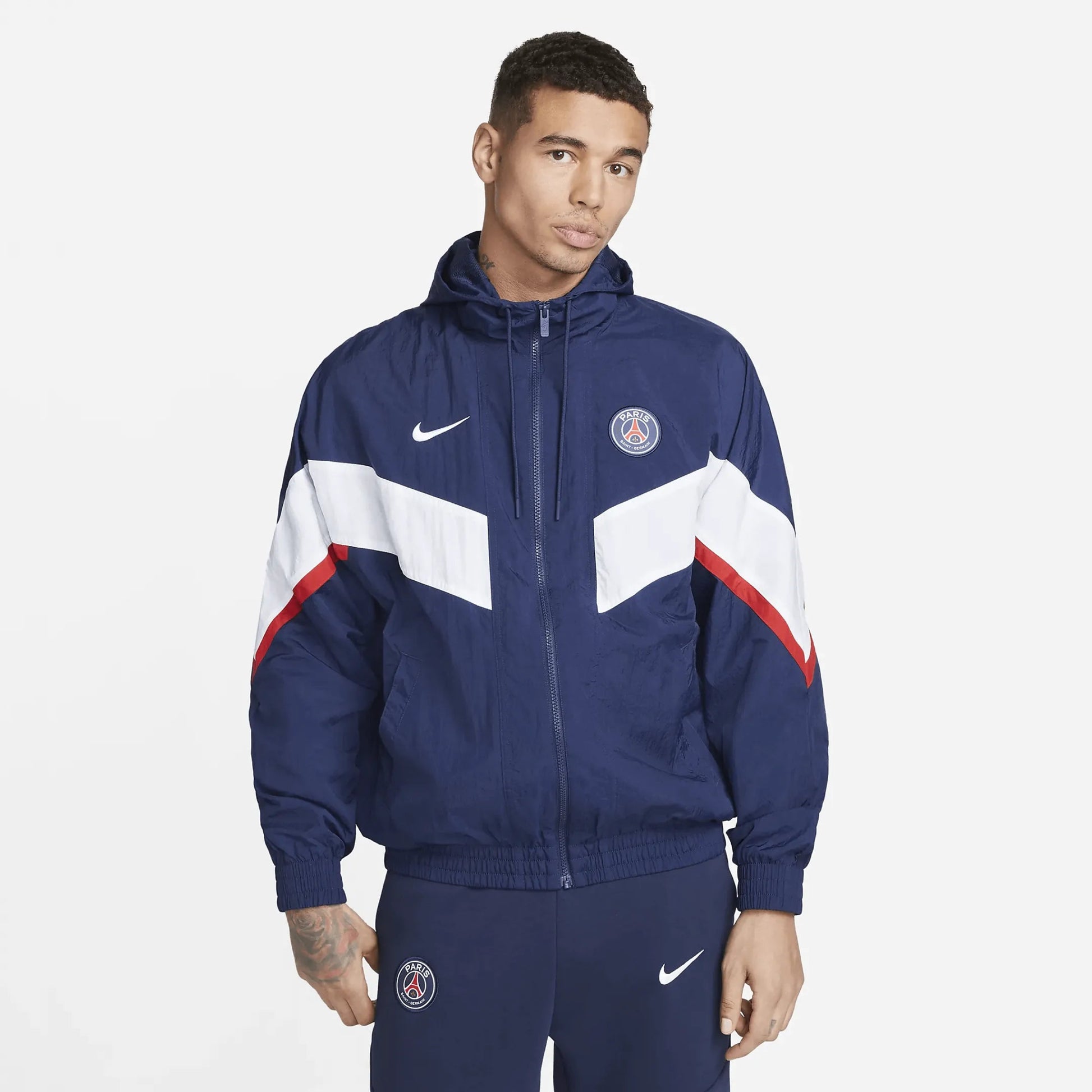 Nike 2022-23 PSG Strike Woven Anthem Jacket - Midnight Navy-White Nike 2022-23 PSG Strike Woven Anthem Jacket - Midnight Navy-White