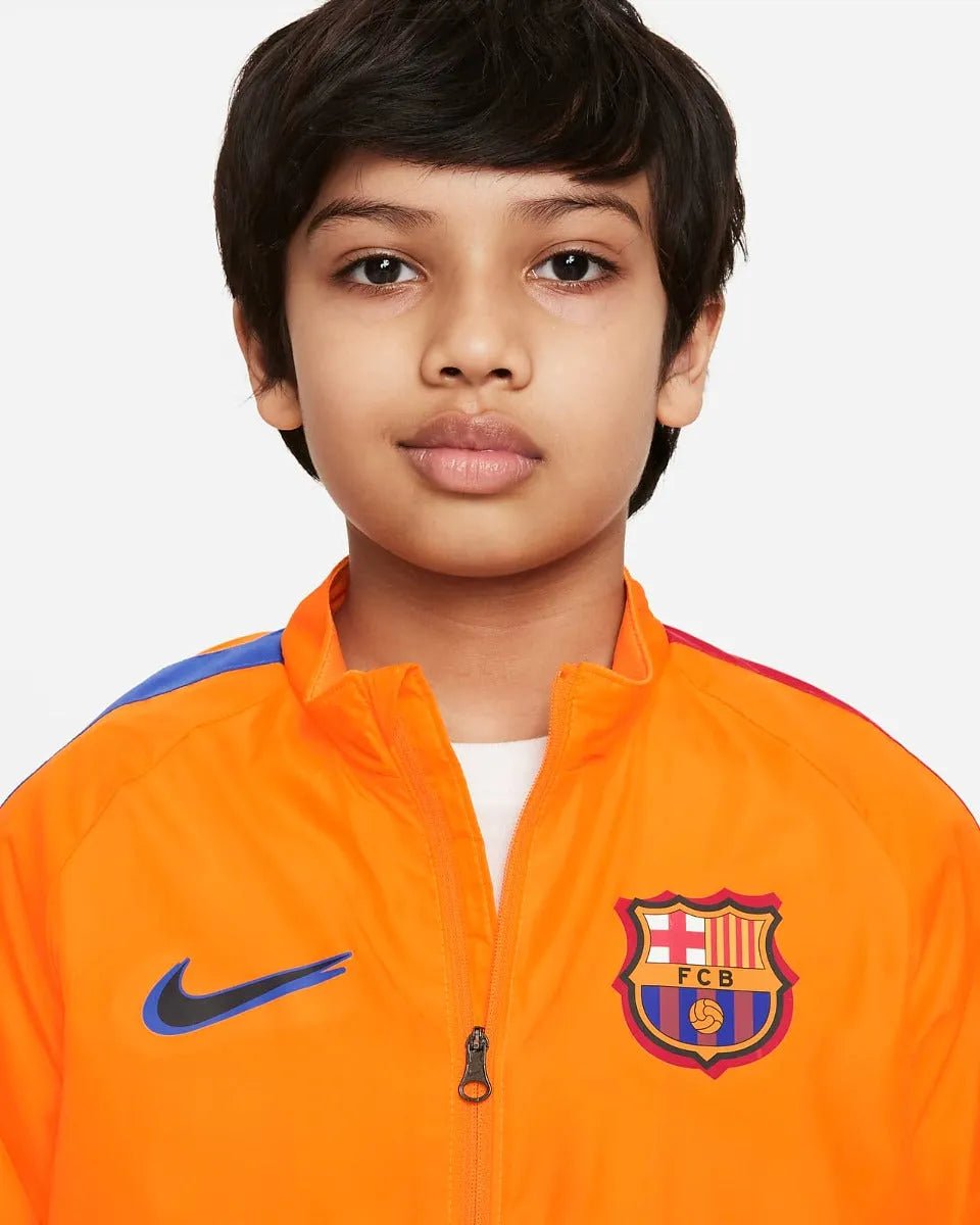 Nike 2022 FC Barcelona Youth Academy Repel AWF Jacket - Orange-Red-Royal