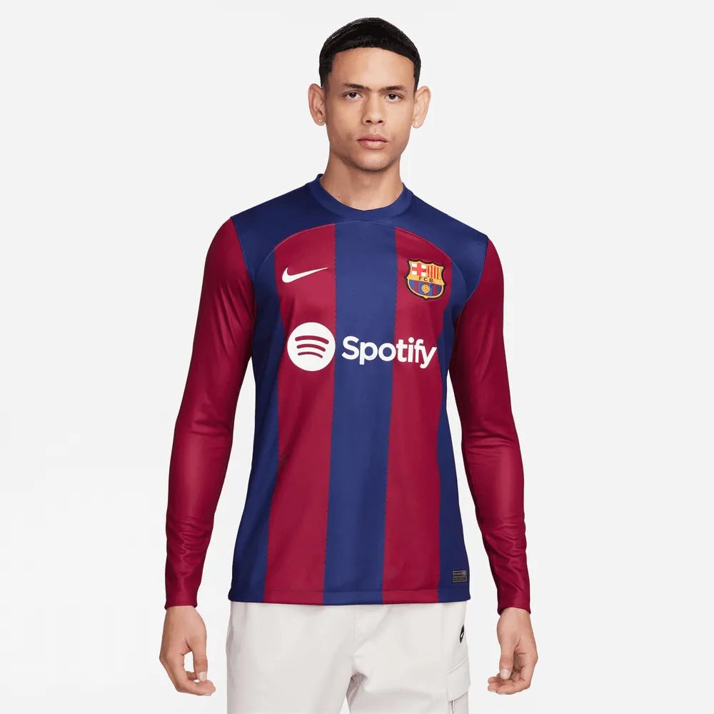 Nike 2023-24 Barcelona Men's Stadium Home Long Sleeve Jersey