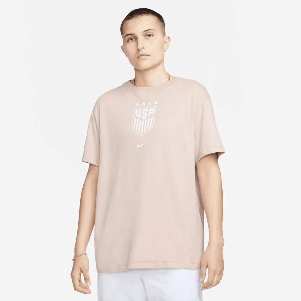 Nike 2023-24 USA Women's 4 Star Crest Tee Beige-White (Model - Front)