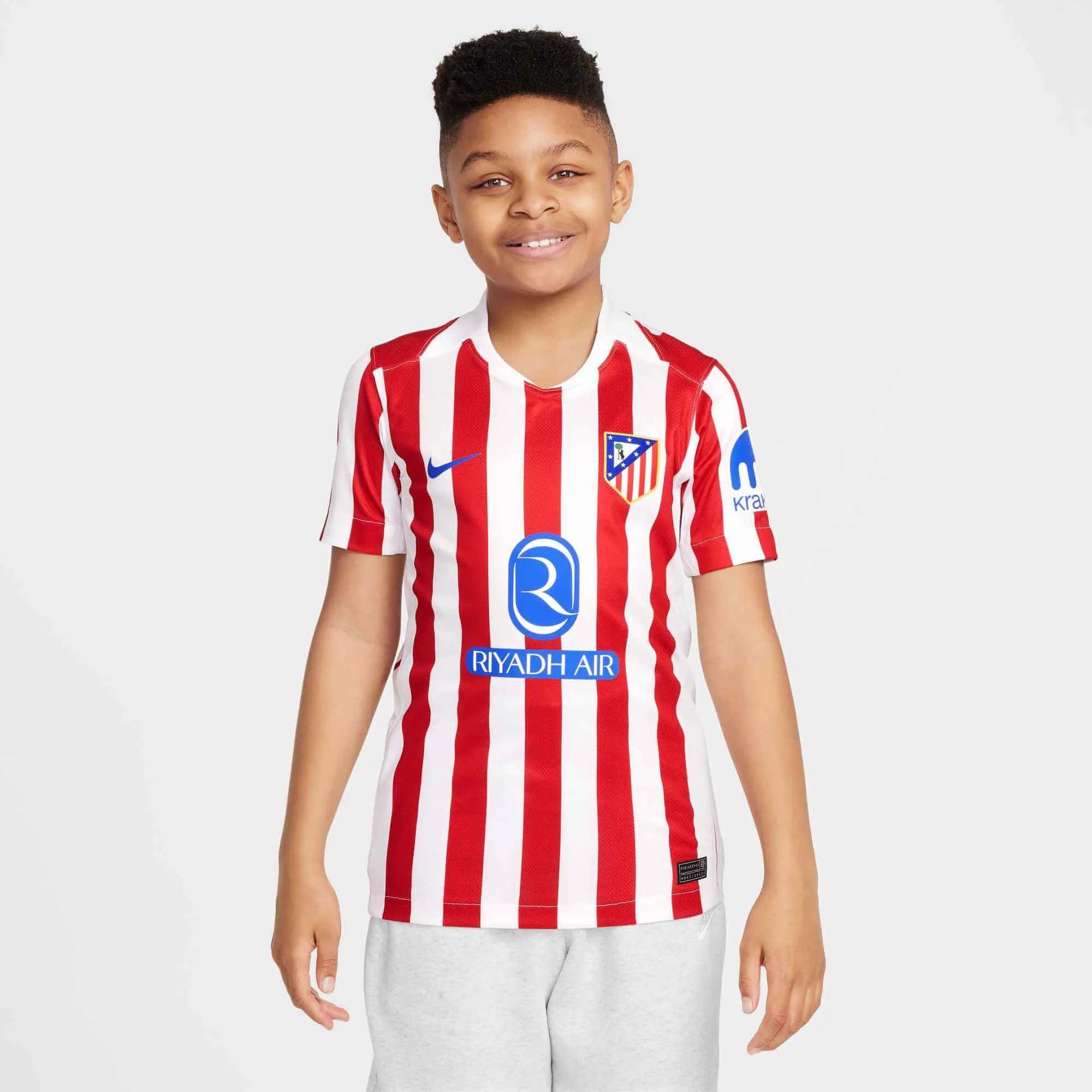Nike 2025-26 Atletico Madrid Youth Stadium Home Soccer Jersey (Model - Front)