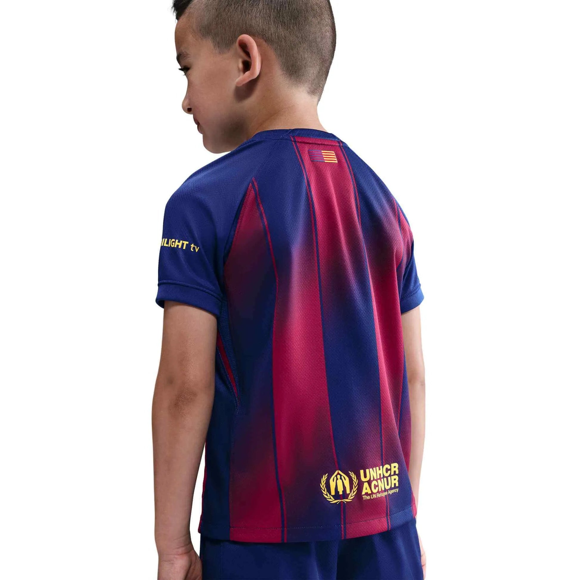 Nike 2025-26 Barcelona Little Kids' Stadium Home Kit (Jersey - Back)