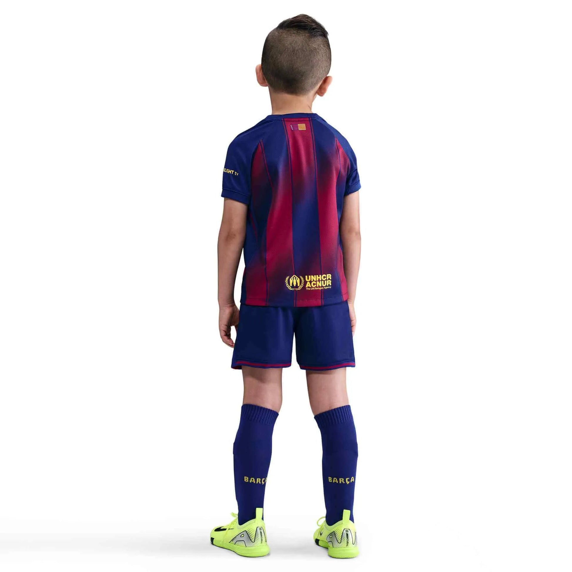 Nike 2025-26 Barcelona Little Kids' Stadium Home Kit (Model - Back)