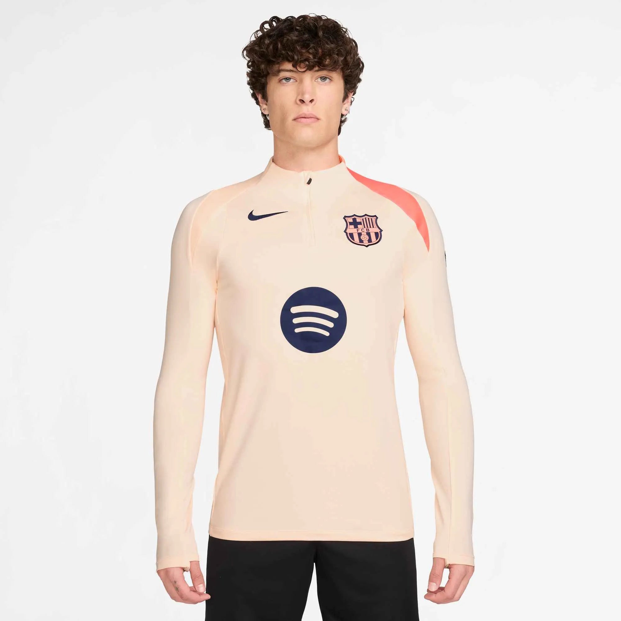 Nike 2025-26 Barcelona Men's DF Strike Top Crimson Tint/Bright Mango/Midnight Navy (Model - Front)