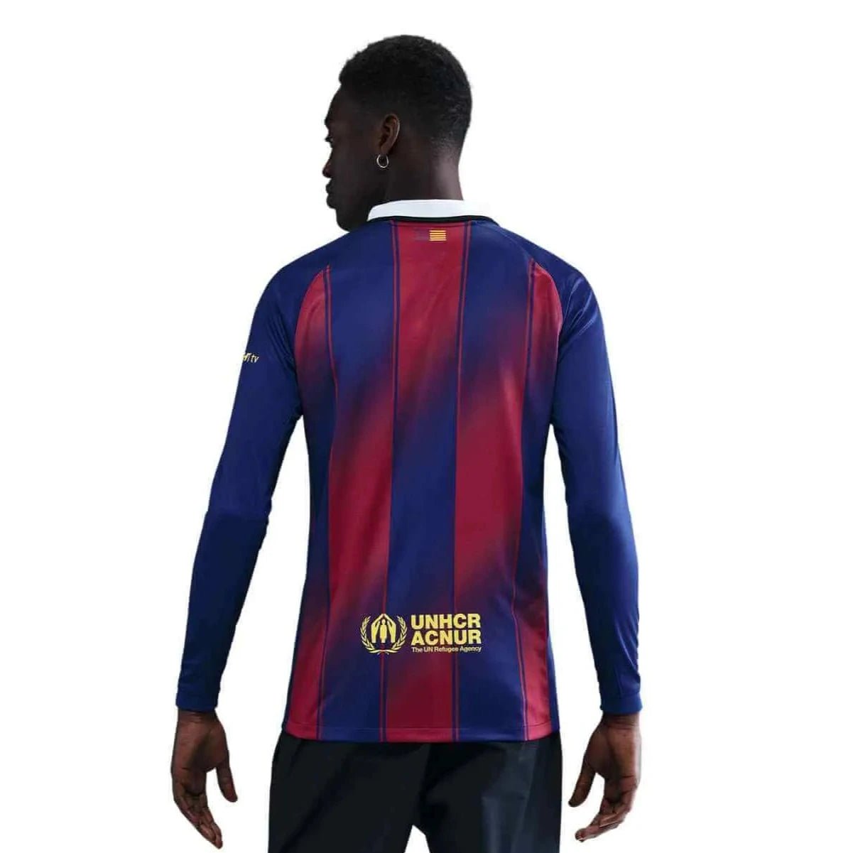 Nike 2025-26 Barcelona Men's Stadium Home Long-Sleeve Soccer Jersey (Model - Back)