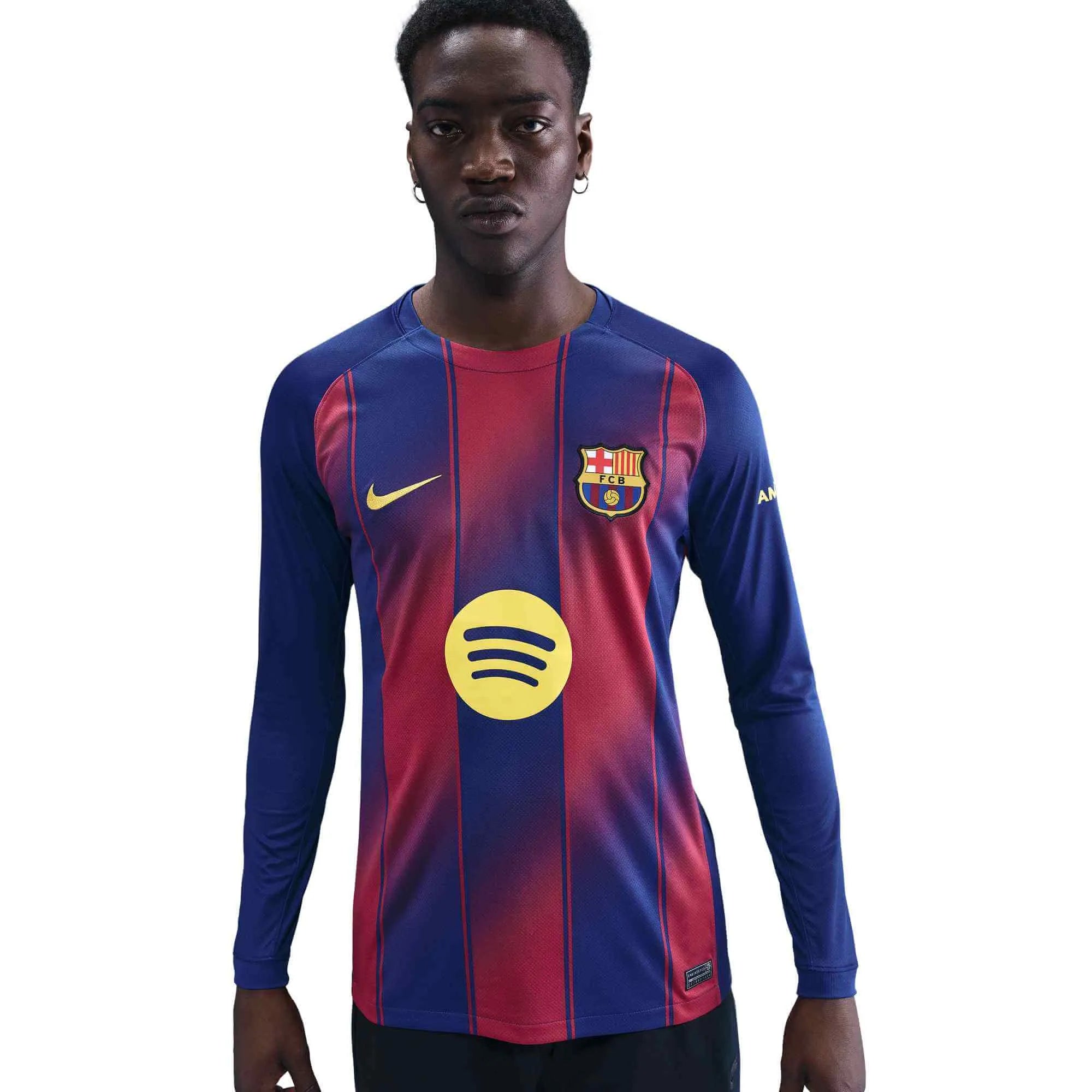 Nike 2025-26 Barcelona Men's Stadium Home Long-Sleeve Soccer Jersey (Detail 1)