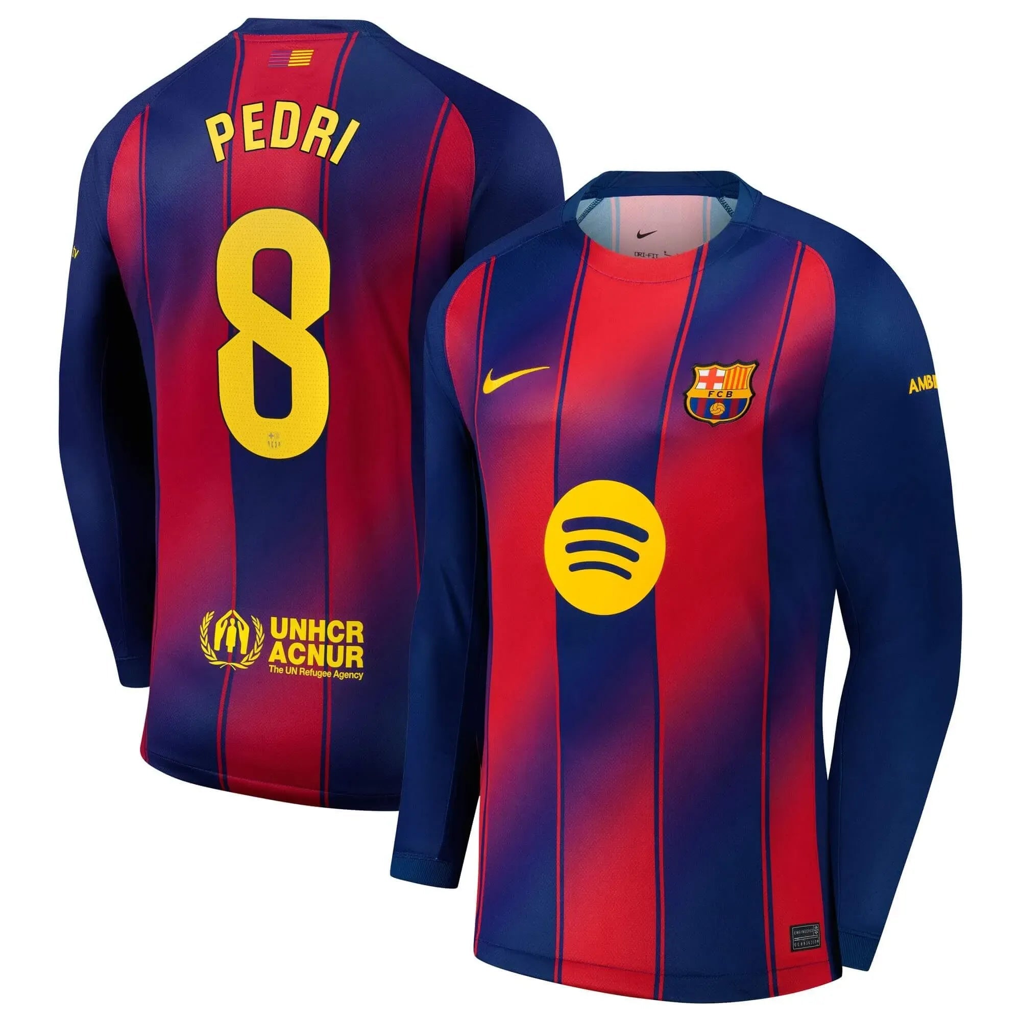 Nike 2025-26 Barcelona Men's Stadium Home Long-Sleeve Soccer Jersey (Pedri)