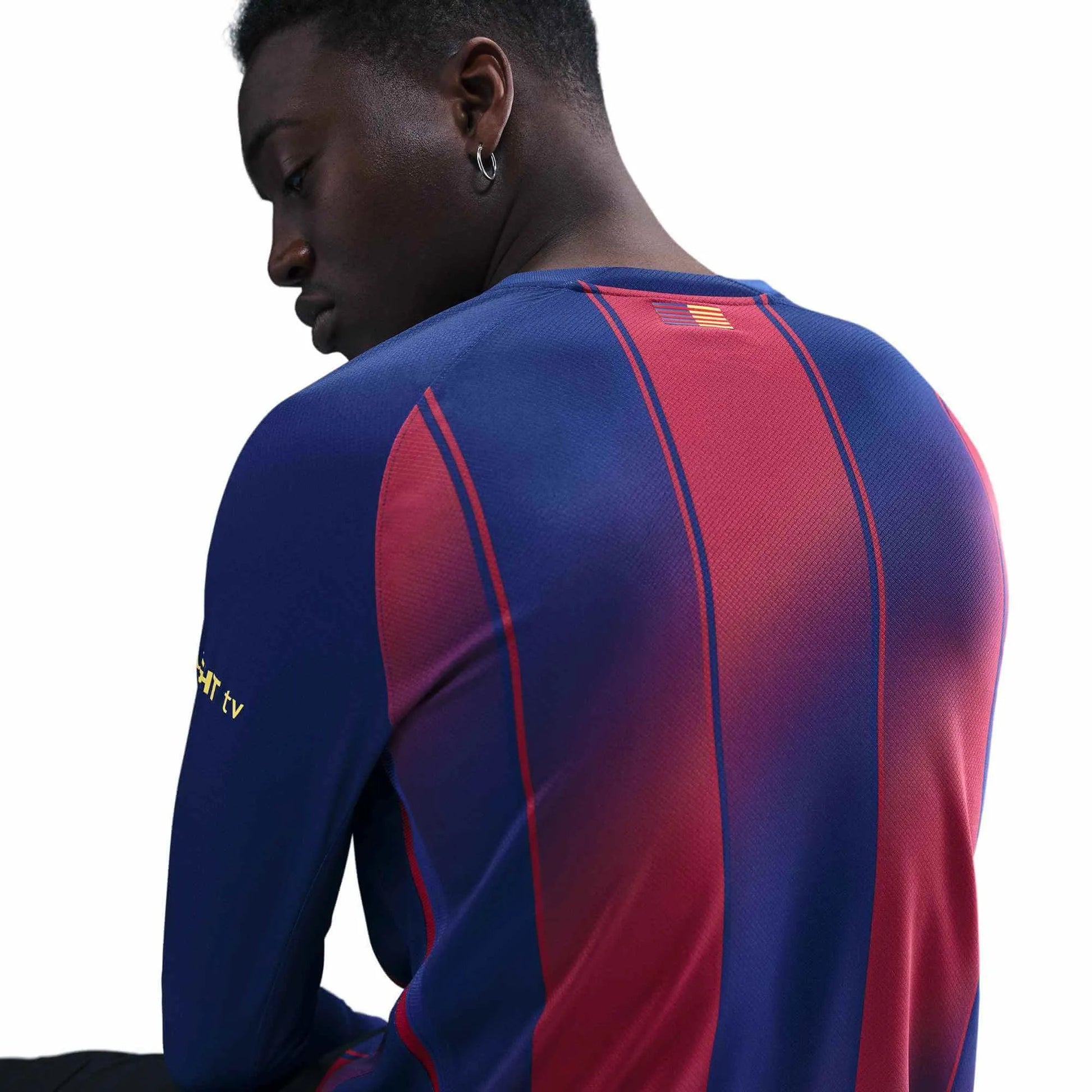 Nike 2025-26 Barcelona Men's Stadium Home Long-Sleeve Soccer Jersey (Detail 3)