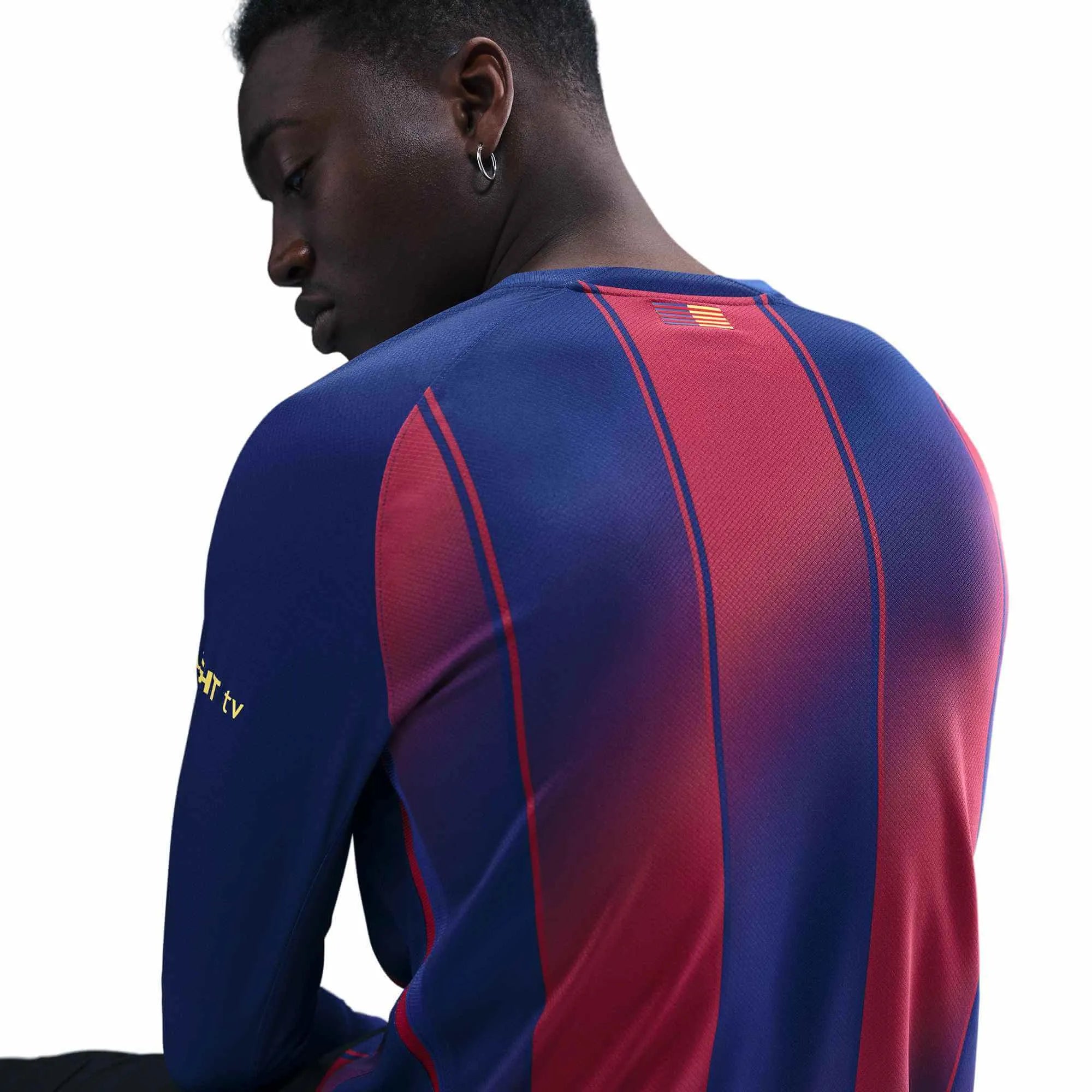 Nike 2025-26 Barcelona Men's Stadium Home Long-Sleeve Soccer Jersey (Detail 3)