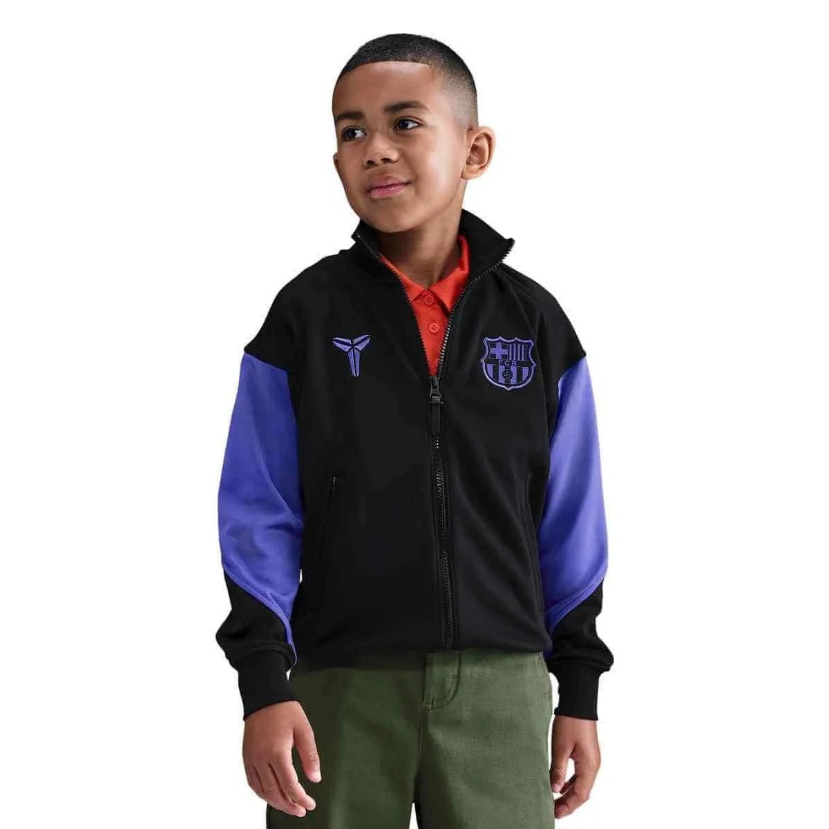 Nike 2025-26 Barcelona Youth Academy Pro Anthem Jacket Black/Persian Violet/Persian Violet (Model - Front)