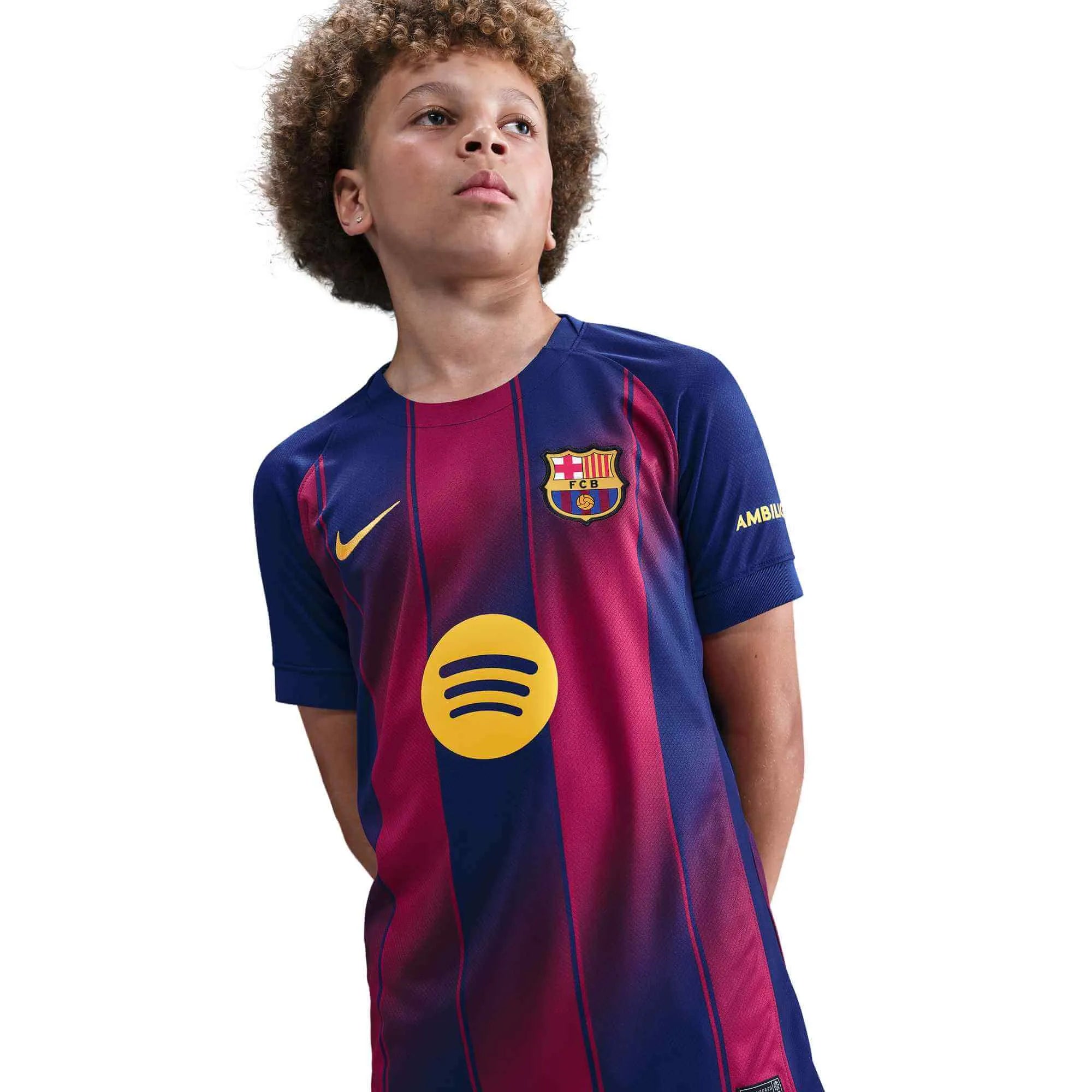 Nike 2025-26 Barcelona Youth Stadium Home Soccer Jersey (Detail 1)