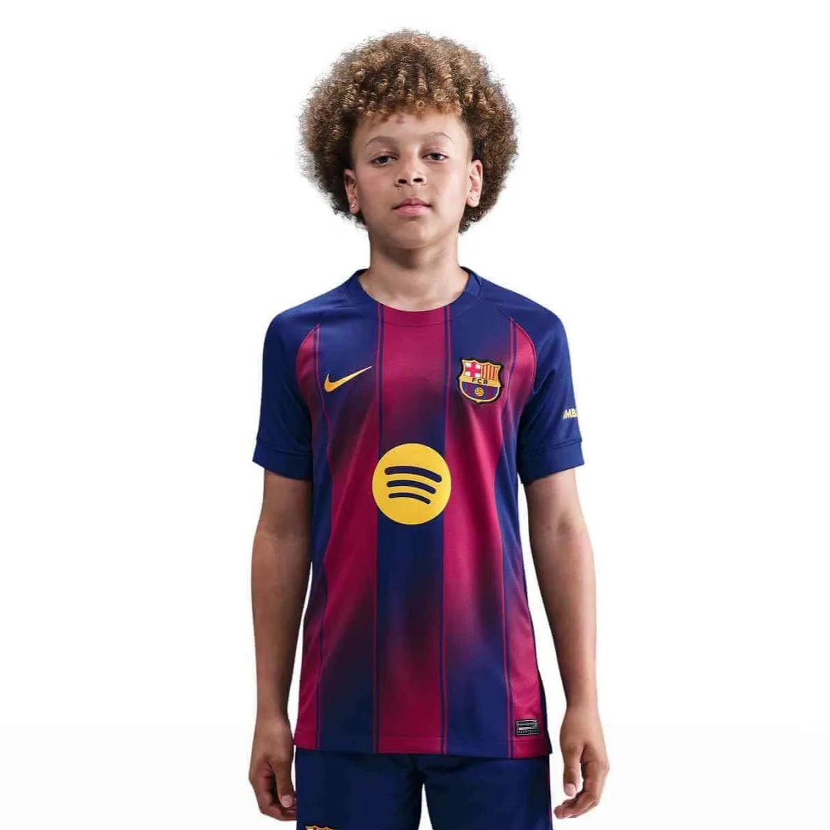 Nike 2025-26 Barcelona Youth Stadium Home Soccer Jersey (Model - Front)