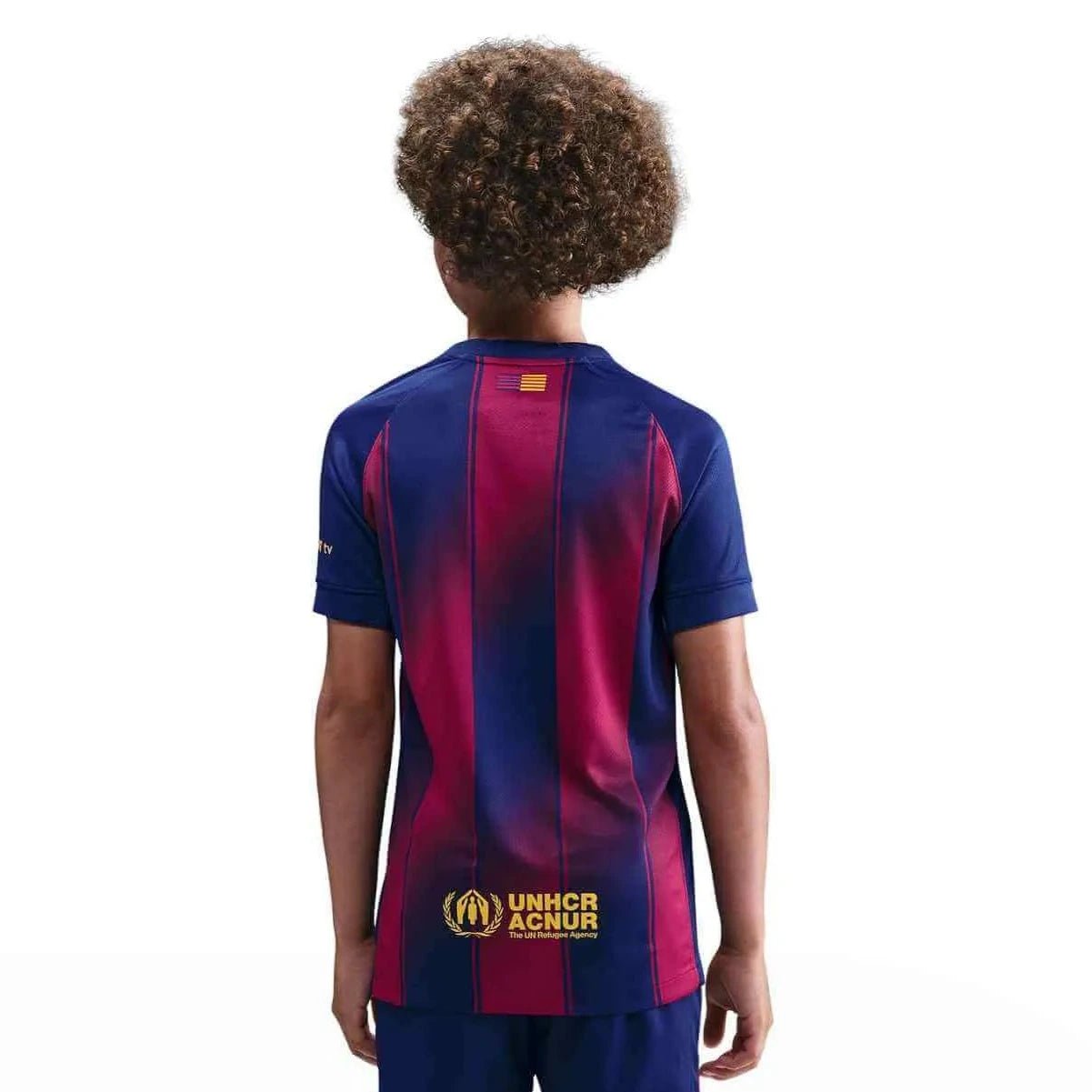 Nike 2025-26 Barcelona Youth Stadium Home Soccer Jersey (Model - Back