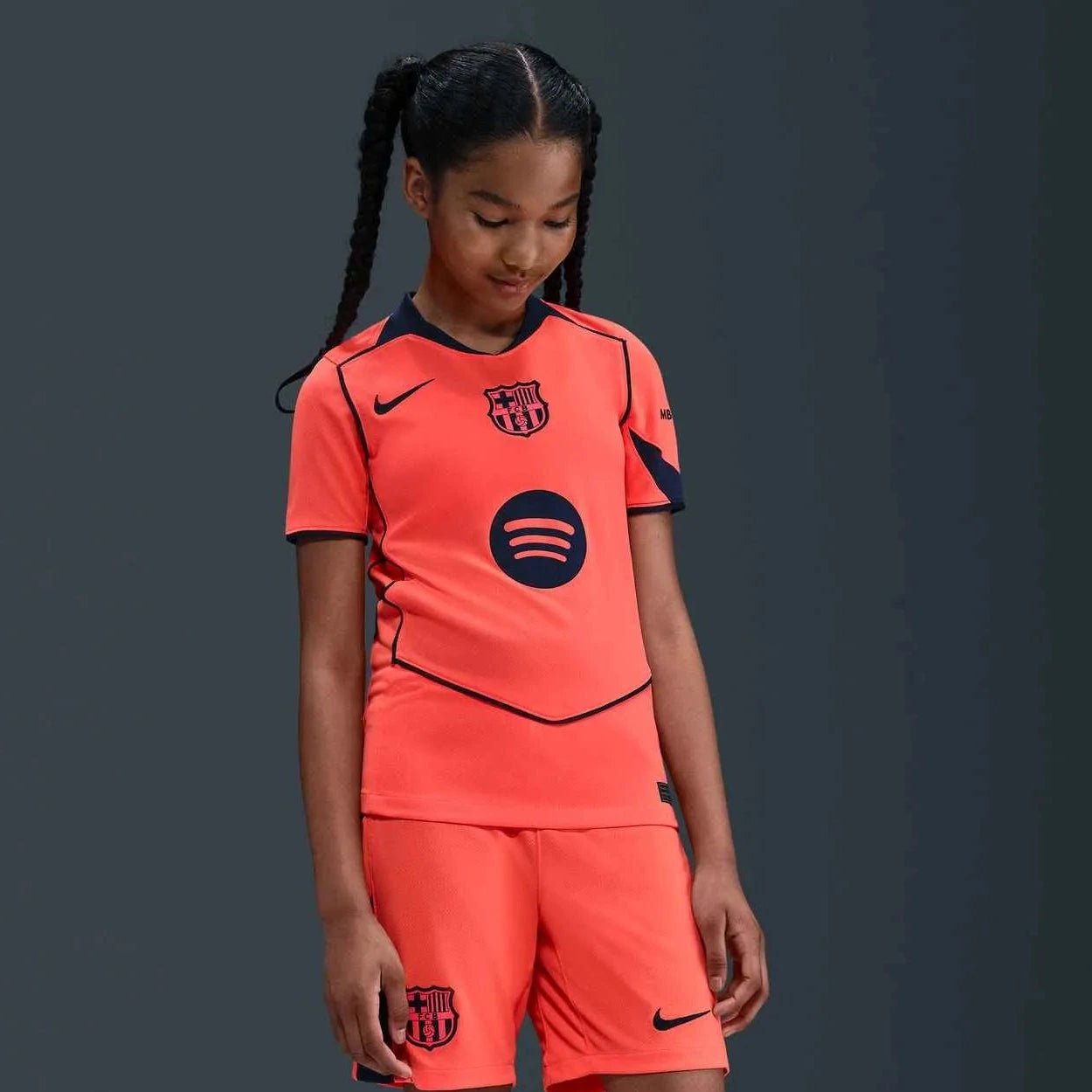 Nike 2025-26 Barcelona Youth Stadium Third Soccer Jersey (Model - Front)