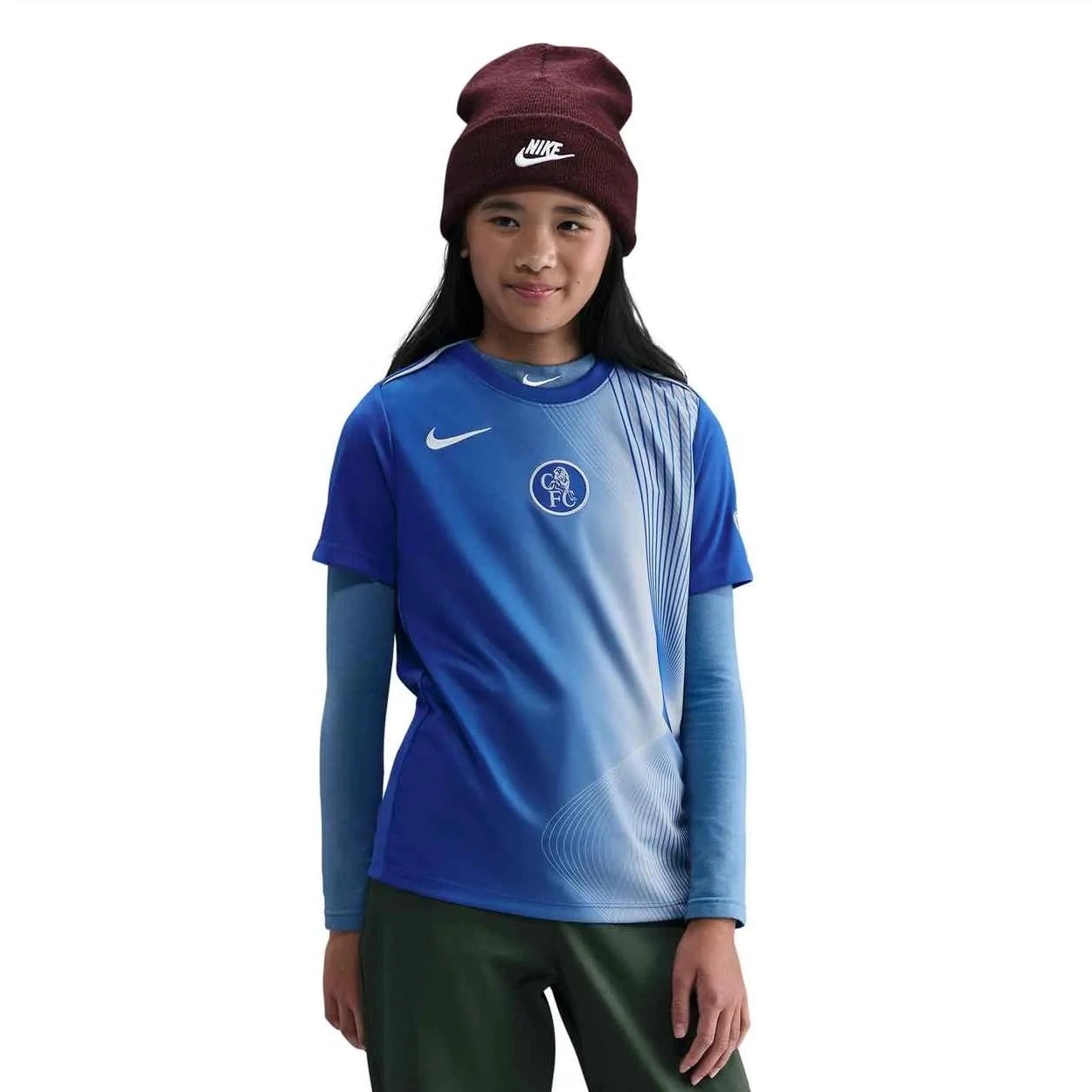Nike 2025-26 Chelsea Youth DF Academy Pro Top Game Royal/Field Silver/Field Silver (Model - Front)