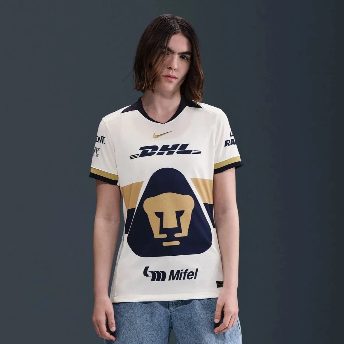 Nike 2025-26 Pumas Women's Stadium Home Soccer Jersey (Model - Front)