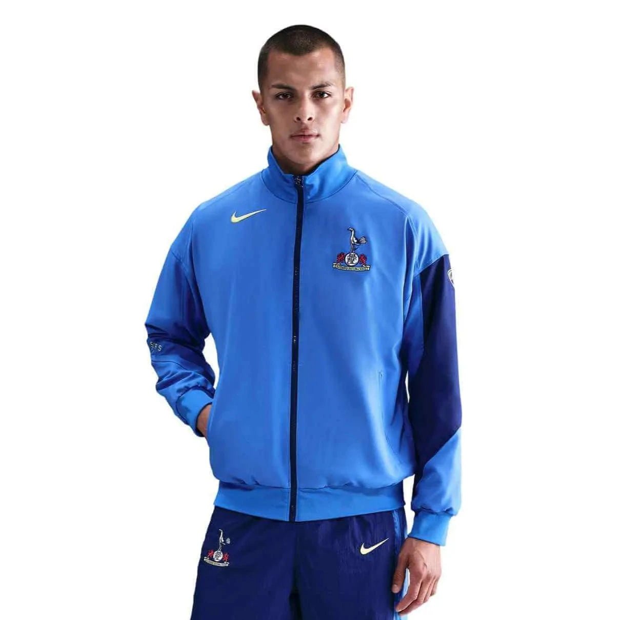 Nike 2025-26 Tottenham Men's DF Strike Anthem Jacket Pacific Blue/Blue Void/Dynamic Yellow (Model - Front)