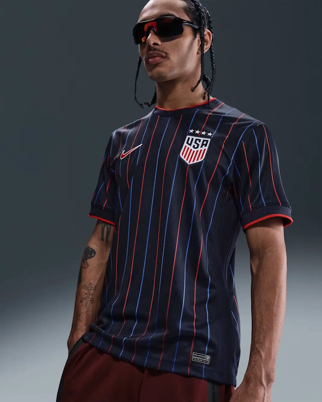 Nike 2025 USA Women's (Men's Cut) Stadium Away Soccer Jersey (Detail 1)