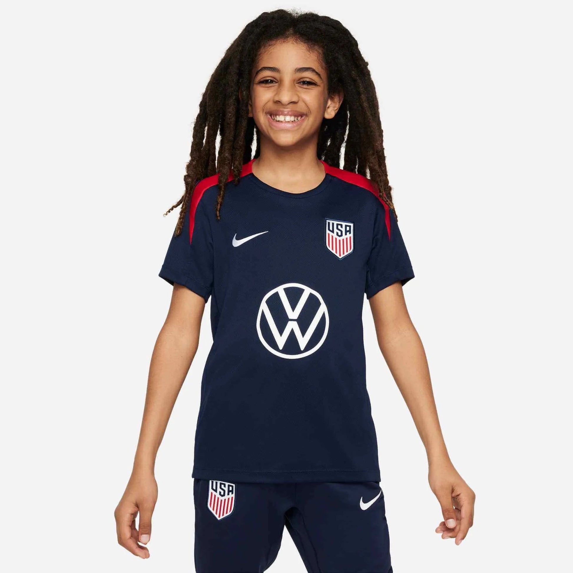 Nike 2025 USA Youth Dri-Fit Short-Sleeve Knit Top (Model - Front)